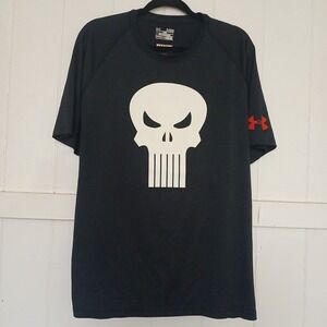 Under Armour The Punisher Shirt Men's XL Black HeatGear Loose Marvel Athletic SS